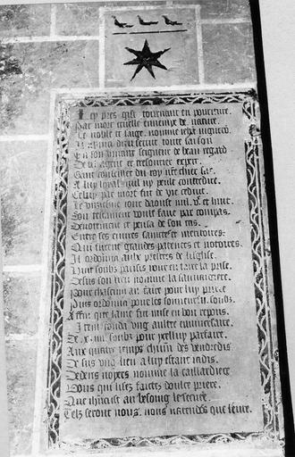 Plaque funéraire de Jehan Vigneron, trésorier du seigneur de Beauregard