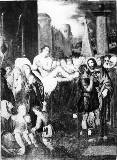 tableau : La Guérison du paralytique, panneau peint, 17e siècle, après restauration - © Ministère de la Culture (France), Médiathèque du patrimoine et de la photographie (objets moibliers), tous droits réservés