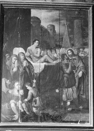 tableau : La Guérison du paralytique, panneau peint, 17e siècle - © Ministère de la Culture (France), Médiathèque du patrimoine et de la photographie (objets moibliers), tous droits réservés