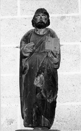 statue : docteur de l'église, bois polychrome, 18e siècle