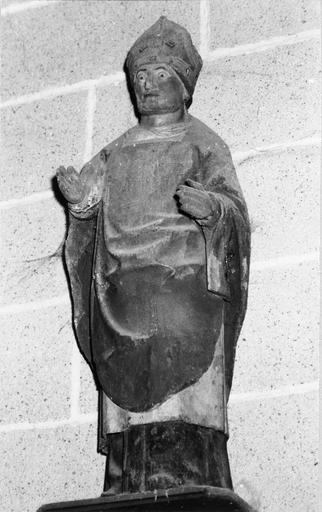 statue : évêque, bois polyxhrome, 16e siècle