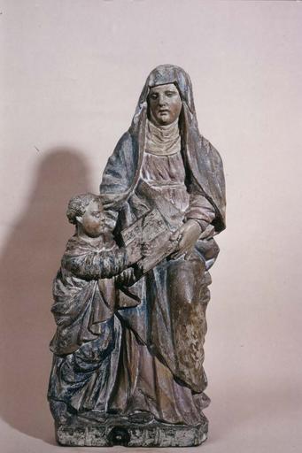 statue : L' Education de la Vierge, bois polychrome, 17e siècle