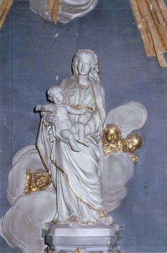 statue : Vierge à l'Enfant, par Nicolas Hubert, pierre, 17e siècle