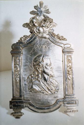 baiser de paix, argent, par J.A.J. Loque, 1807, décorée du buste du Christ