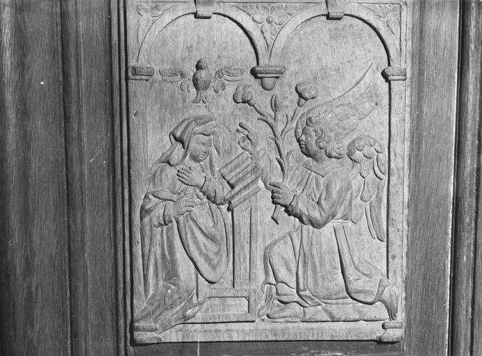 panneau de bois sculpté, représentant l' Annonciation, 16e siècle - © Ministère de la Culture (France), Médiathèque du patrimoine et de la photographie, diffusion RMN-GP