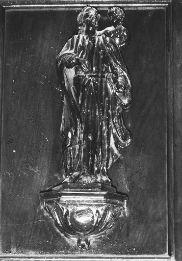 statuette de chaire à précher, représentant saint Luc, bois, 17e siècle, oeuvre volée