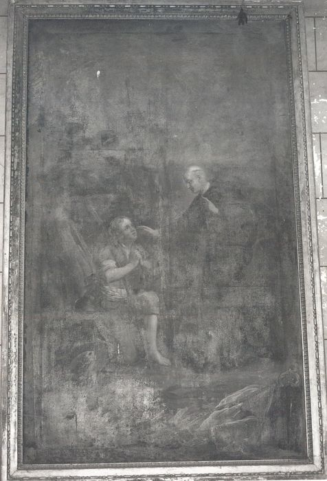 tableau : Saint Abbé (saint Avit ?) guérissant un enfant muet (ou un pélerin ?)