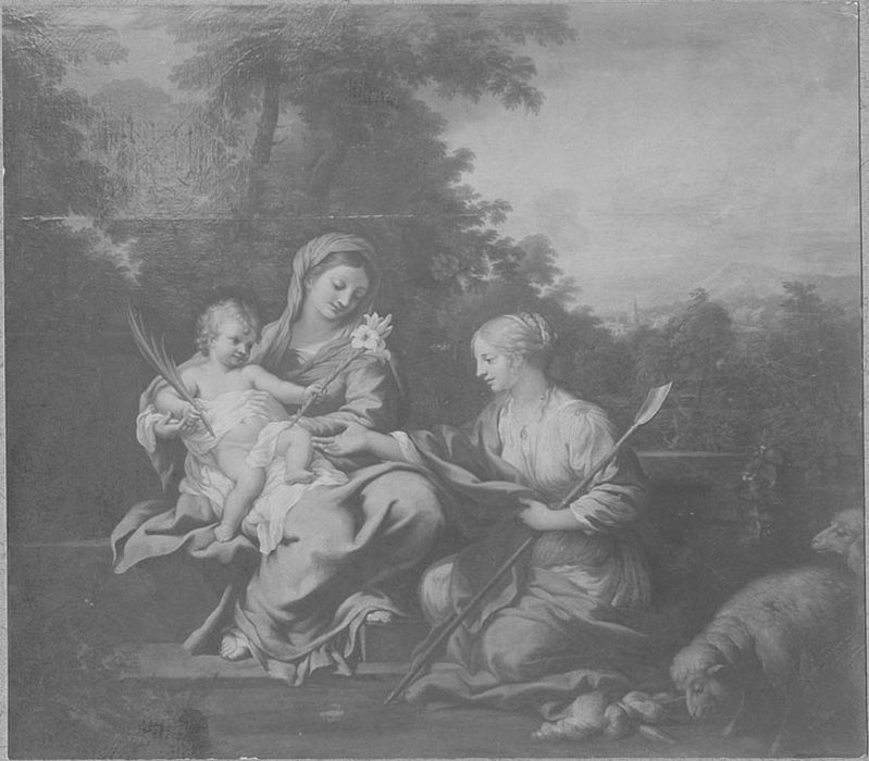 tableau : Vierge l'enfant et sainte Geneviève (la)