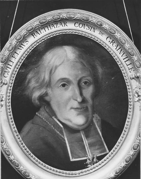 tableau : portrait de Guillelmus Balthzar, cousin de Grainville, évêque de Cahors (provenant du château de Mercuès, sacristie)