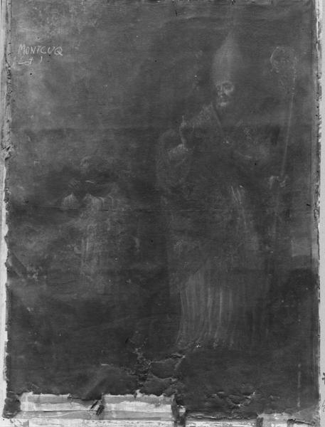 tableau : Saint évêque et un religieux en prière (un) - © Ministère de la Culture (France), Médiathèque du patrimoine et de la photographie (objets mobiliers), tous droits réservés