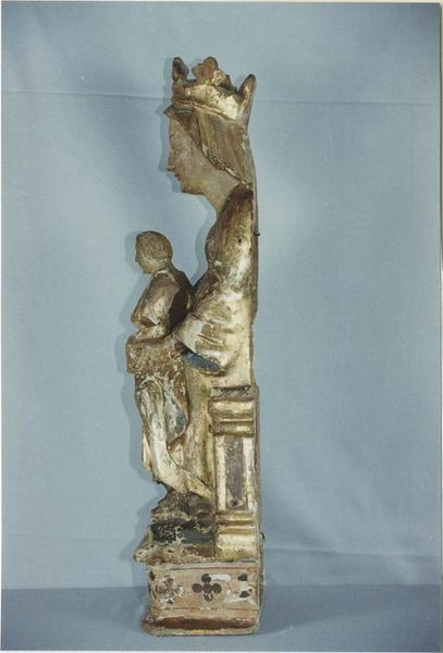 statue : Vierge à l'Enfant, profil droit, vue générale