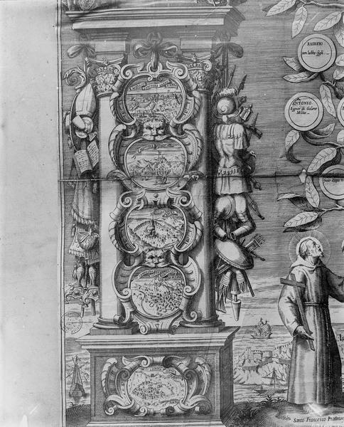 Gravure, arbre généalogique, détail