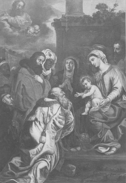 tableau du maître-autel et tableau : Adoration des mages (l'), vue générale