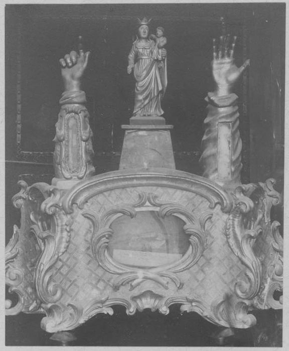 reliquaire, statue, bras-reliquaires (statuette) : Vierge à l'Enfant