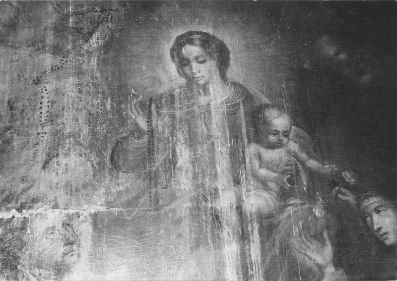 tableau du retable : Le Rosaire, détail de la Vierge