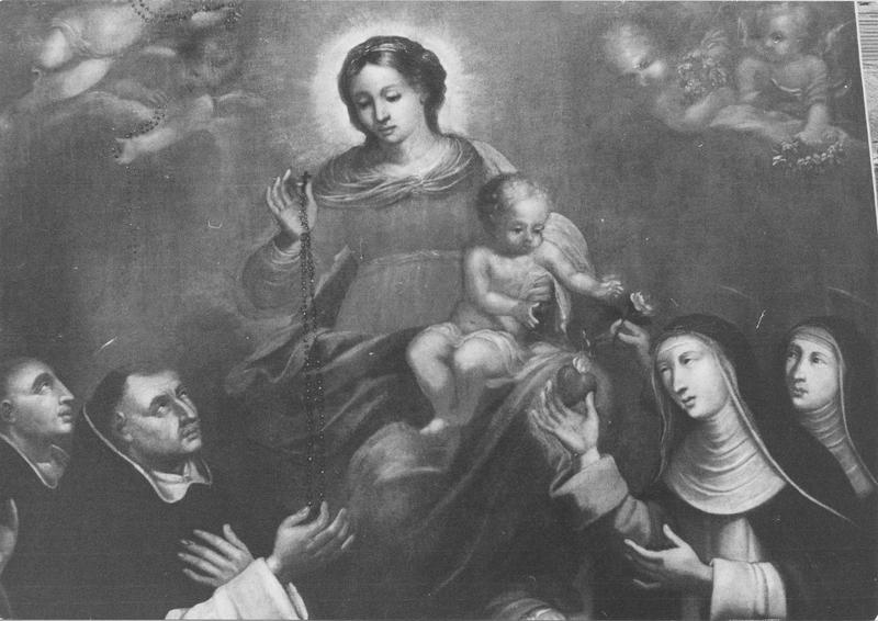 tableau du retable : Le Rosaire, détail de la Vierge