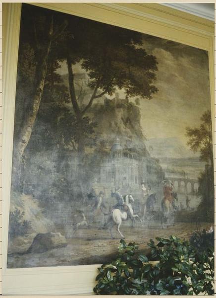 cheminée monumentale, détail ; Tableau : Chasse à courre