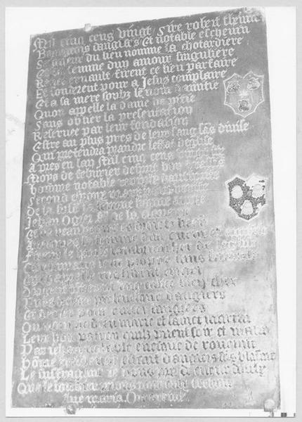 plaque commémorative de Robert Thévin, bourgeois d'Angers - © Ministère de la Culture (France), Médiathèque du patrimoine et de la photographie (objets mobiliers), tous droits réservés