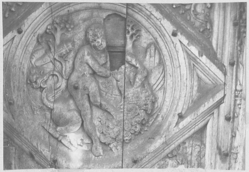 porte : Hercule et le lion de Némée, détail