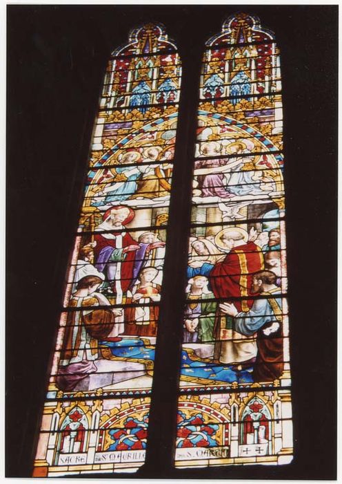 verrière F102 : Sacre de saint Maurille par saint Martin - © Ministère de la Culture (France), Médiathèque du patrimoine et de la photographie, diffusion GrandPalaisRmn Photo