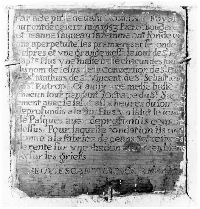 plaque commémorative (inscription de fondation) - © Ministère de la Culture (France), Médiathèque du patrimoine et de la photographie, diffusion GrandPalaisRmn Photo
