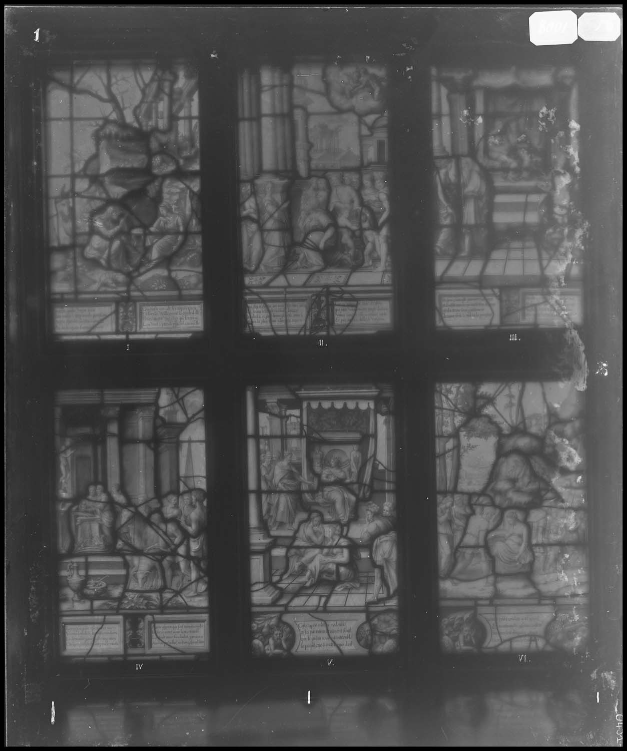 Panneaux de vitrail I, II, III, IV, V et VI : Histoire de Psyché