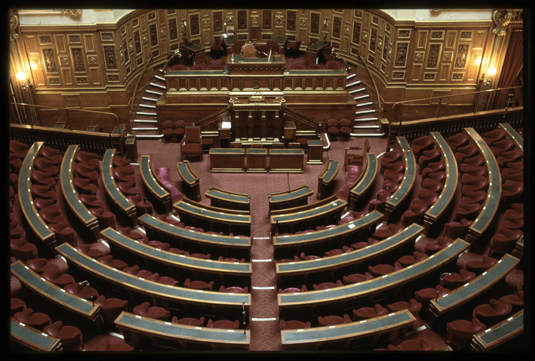 Salle des Séances : hémicycle présidentiel