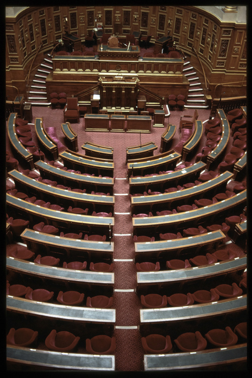 Salle des Séances : hémicycle présidentiel