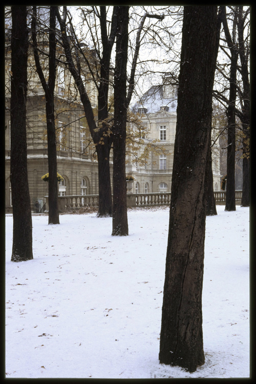 Façade sud sous la neige, côté ouest