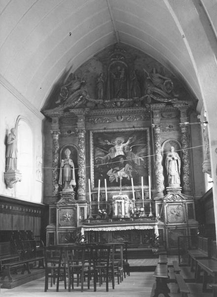 maître-autel, tabernacle, retable, portes, vue générale