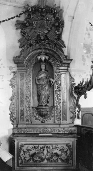 autel secondaire, retable à niche, statue : Sainte Catherine d'Alexandrie, vue générale