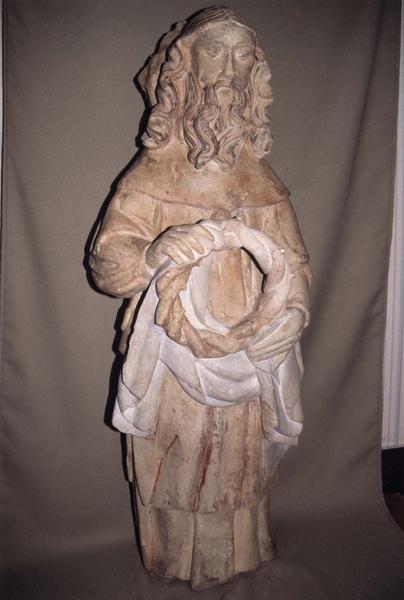 groupe sculpté : la mise au tombeau, vue partielle, saint Joseph d'Arimathie ?