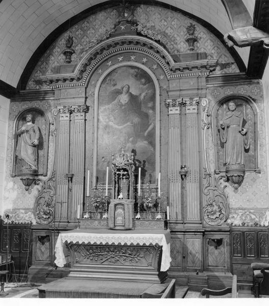 maître-autel, gradins d'autel, tabernacle, exposition, retable, tableau : l'Assomption, vue générale