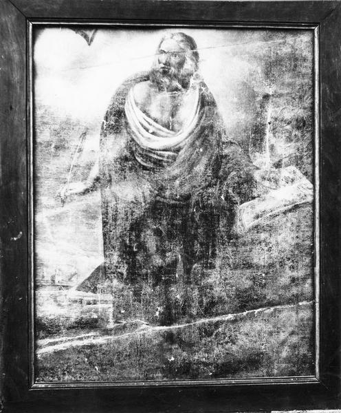 bannière de procession de paroisse : Saint Pierre pape, vue générale