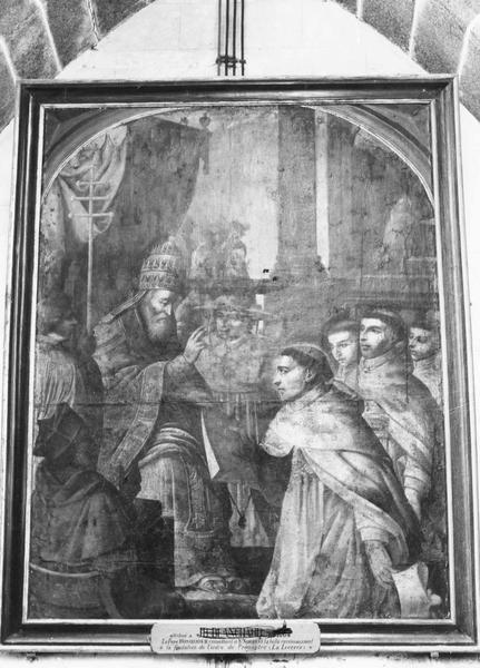 tableau : le Pape Honorius II remettant à Saint Norbert la Bulle d'approbation de l'Ordre de Prémontré, vue générale