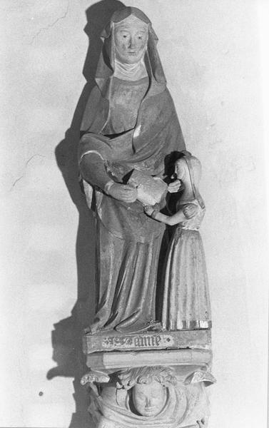 statue : sainte Anne et la Vierge, socle, vue générale