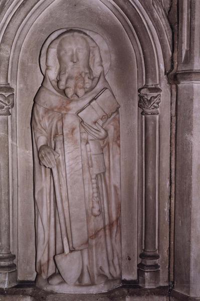 haut-relief : saint Fiacre, vue générale