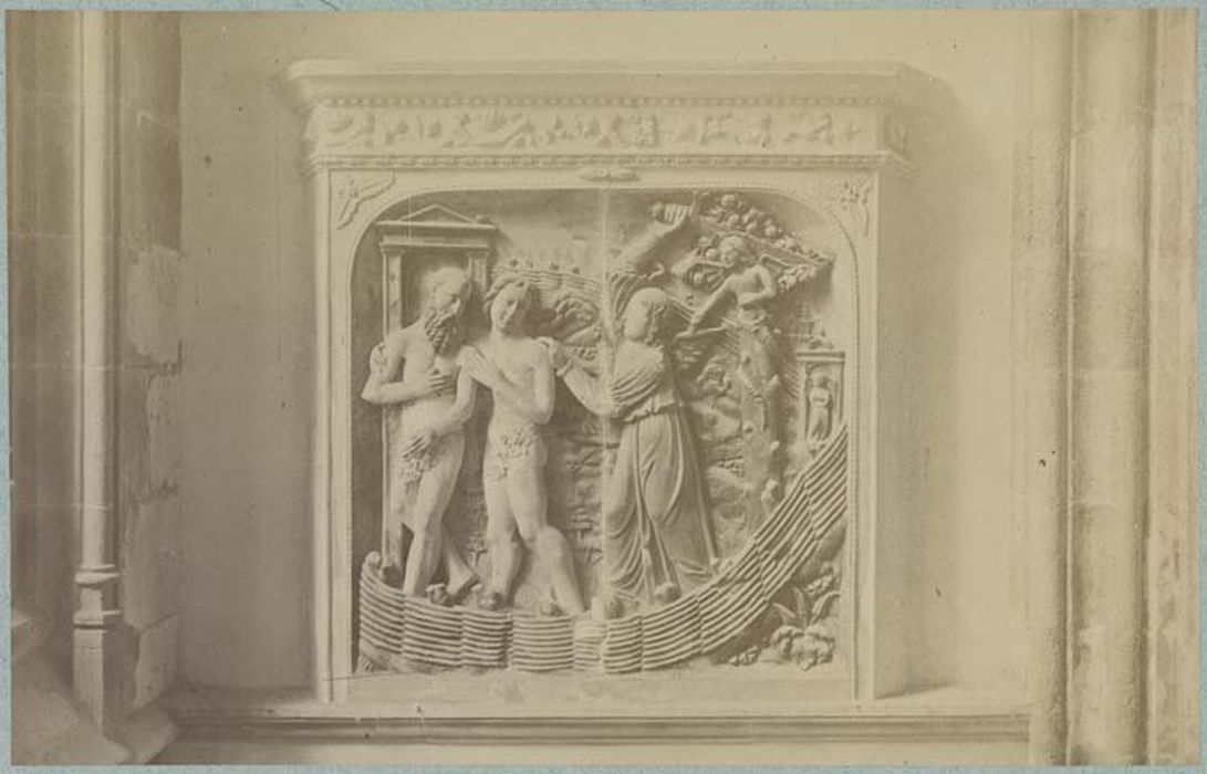 bas-relief : Adam et Eve chassés du Paradis