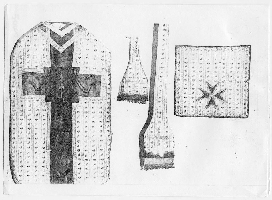chasuble, étole, manipule et voile de calice (ornement blanc), (photocopie numérisée)