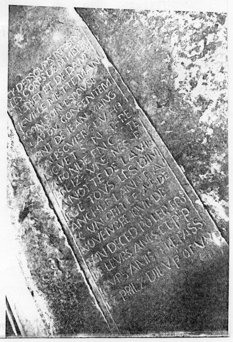 dalle funéraire de Pierre Jorlet et de sa femme Guillemette Mangon, (photocopie numérisée)