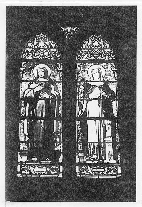 Deux verrières : Sainte Thérèse d'Avila et Sainte Barbe