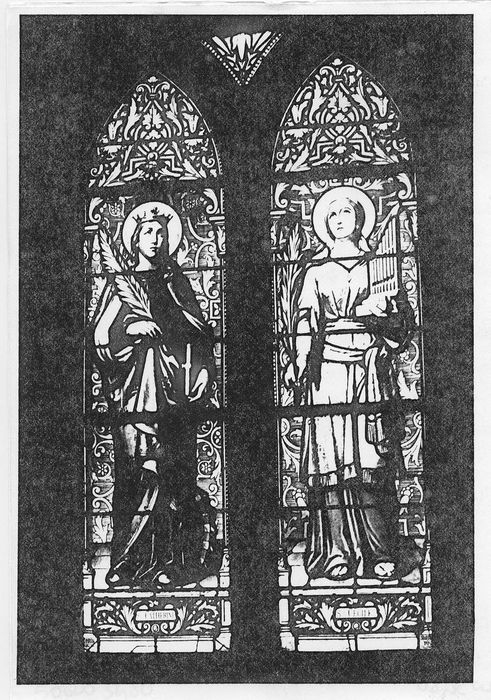 Deux verrières : Sainte Catherine d'Alexandrie et Sainte Cécile