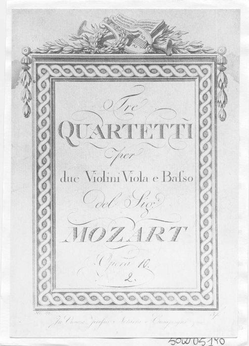 partition musicale, trois quatuors en mi bémol majeur