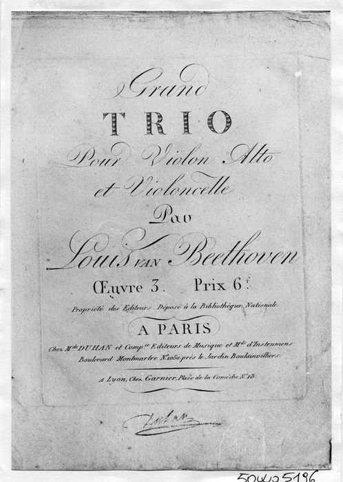 partition musicale, le grand trio en mi bémol par Beethoven