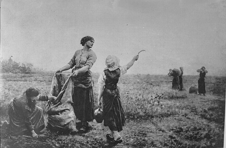 Photogravure, daprès un tableau : La fin du travail