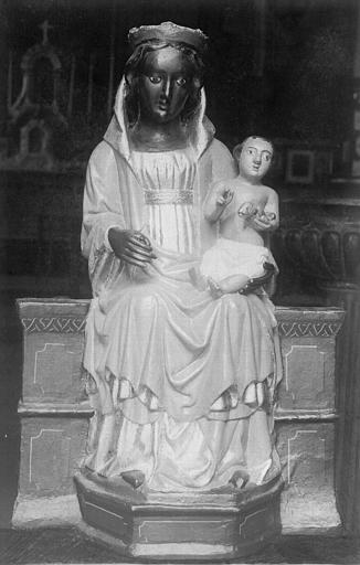 Statue assise en bois de tilleul polychrome : Vierge à l'Enfant dite Notre-Dame de Vernay