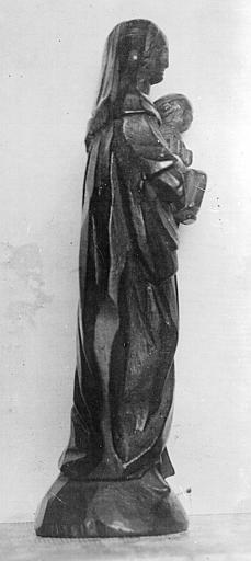 Statuette en bois rapportée de Palestine : Vierge à l'Enfant (profil)