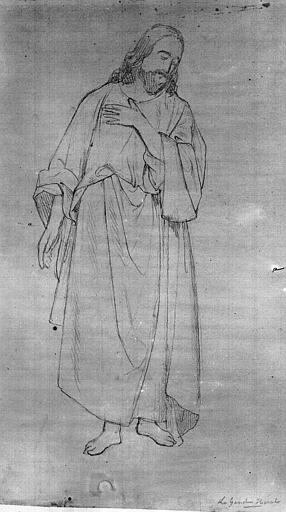 Dessin au crayon, appartenant à Charles Wable : Jésus Christ