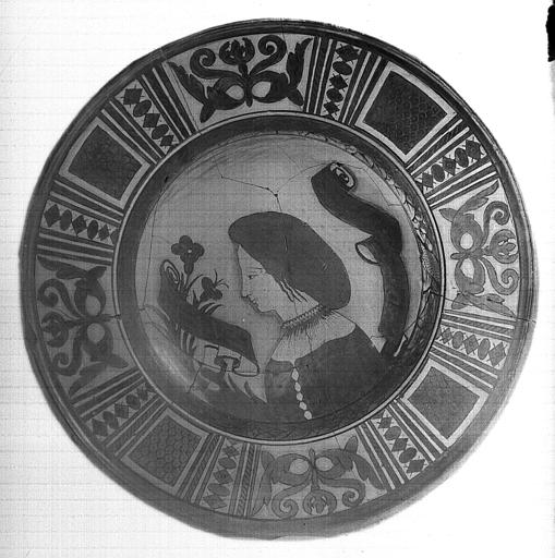 Plat peint : Buste de jeune homme