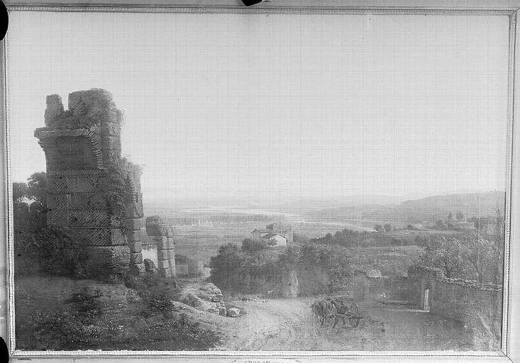 Peinture : Acqueducs romains, vue prise des hauteurs de Saint-Just